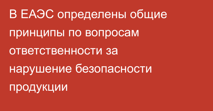 В ЕАЭС определены общие принципы по вопросам ответственности за нарушение безопасности продукции