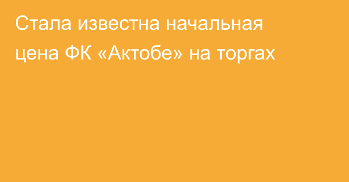 Стала известна начальная цена ФК «Актобе» на торгах