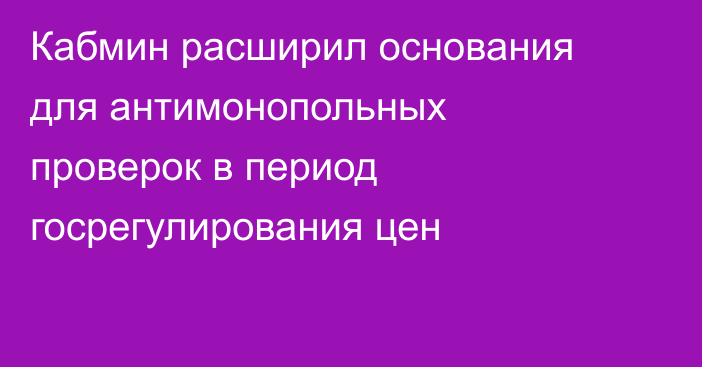 Кабмин расширил основания для антимонопольных проверок в период госрегулирования цен