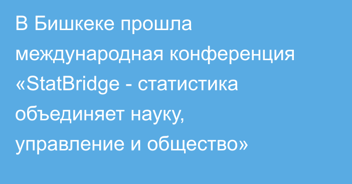В Бишкеке прошла международная конференция «StatBridge - статистика объединяет науку, управление и общество»