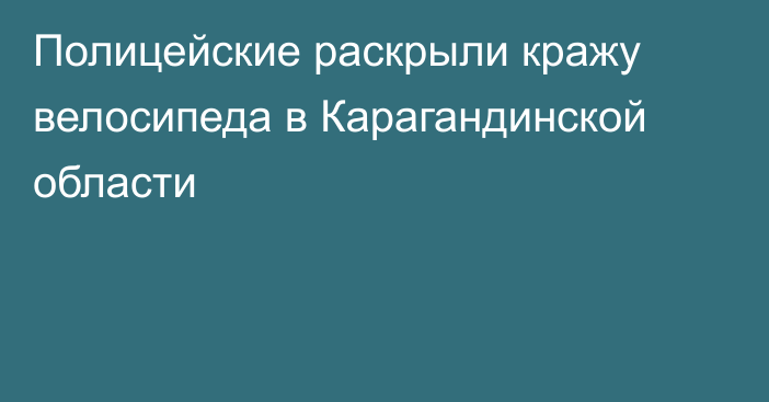 Полицейские раскрыли кражу велосипеда в Карагандинской области