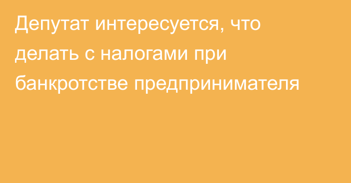 Депутат интересуется, что делать с налогами при банкротстве предпринимателя