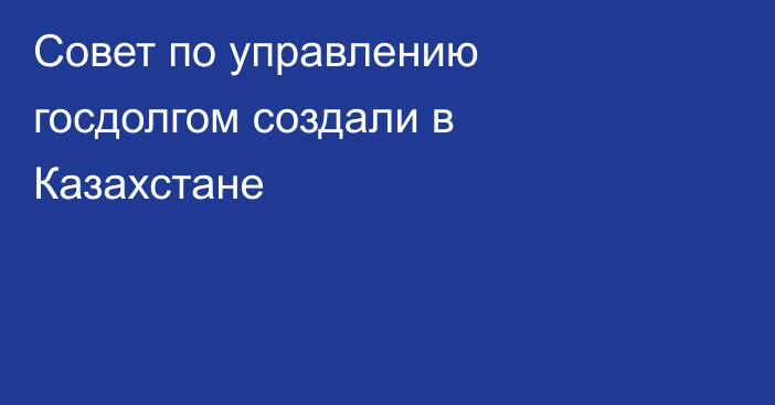 Совет по управлению госдолгом создали в Казахстане