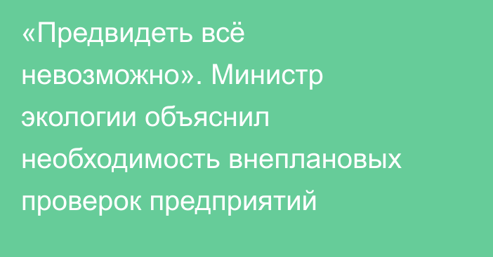 «Предвидеть всё невозможно». Министр экологии объяснил необходимость внеплановых проверок предприятий