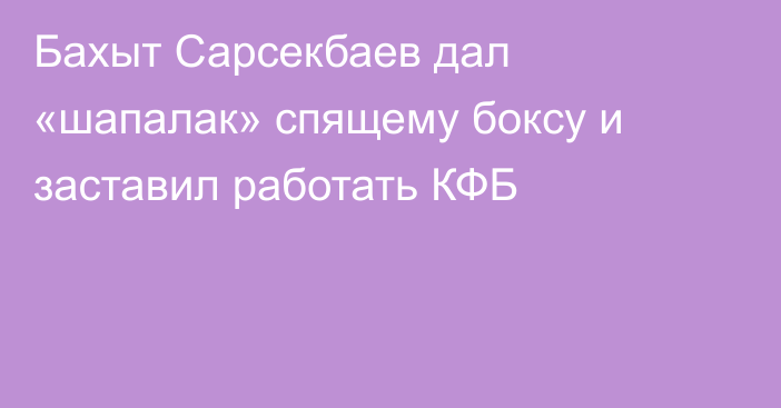 Бахыт Сарсекбаев дал «шапалак» спящему боксу и заставил работать КФБ