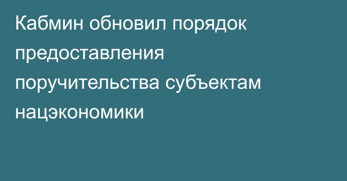 Кабмин обновил порядок предоставления поручительства субъектам нацэкономики