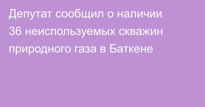 Депутат сообщил о наличии 36 неиспользуемых скважин природного газа в Баткене