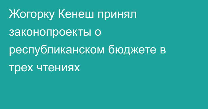 Жогорку Кенеш принял законопроекты о республиканском бюджете в трех чтениях