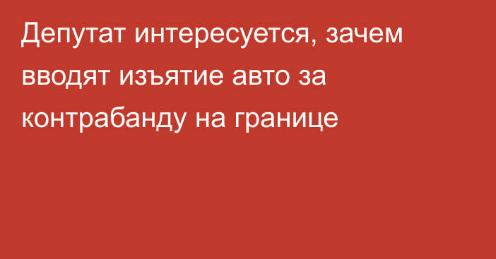 Депутат интересуется, зачем вводят изъятие авто за контрабанду на границе