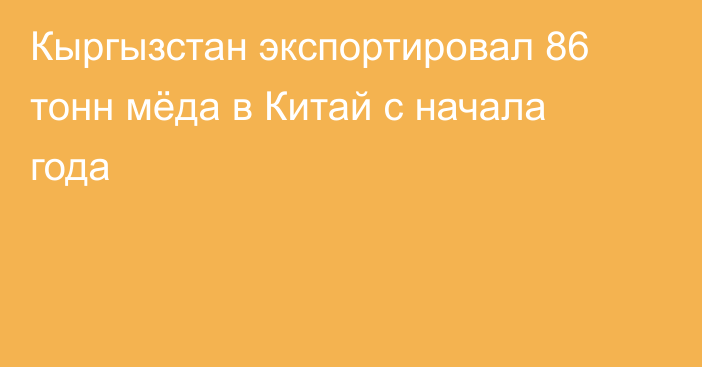 Кыргызстан экспортировал 86 тонн мёда в Китай с начала года