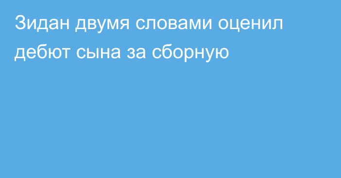 Зидан двумя словами оценил дебют сына за сборную