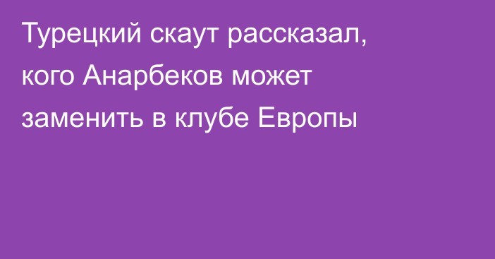 Турецкий скаут рассказал, кого Анарбеков может заменить в клубе Европы