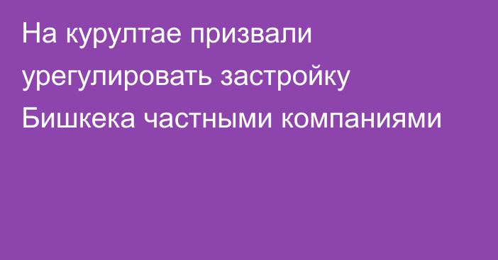 На курултае призвали урегулировать застройку Бишкека частными компаниями
