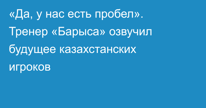 «Да, у нас есть пробел». Тренер «Барыса» озвучил будущее казахстанских игроков