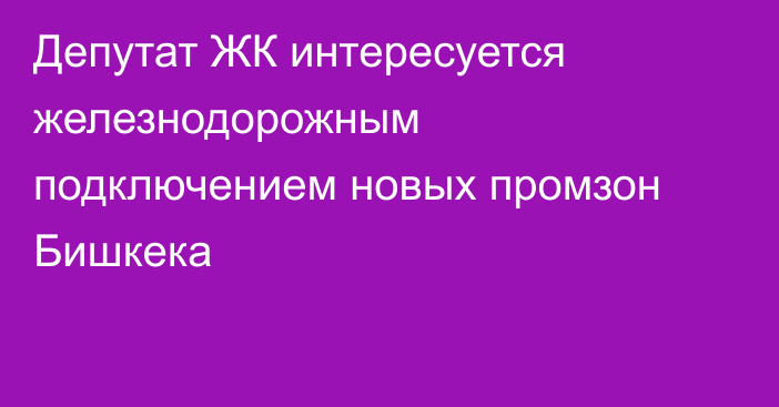 Депутат ЖК интересуется железнодорожным подключением новых промзон Бишкека
