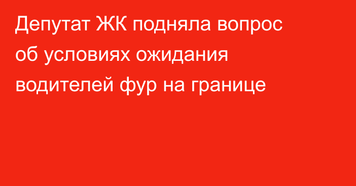 Депутат ЖК подняла вопрос об условиях ожидания водителей фур на границе