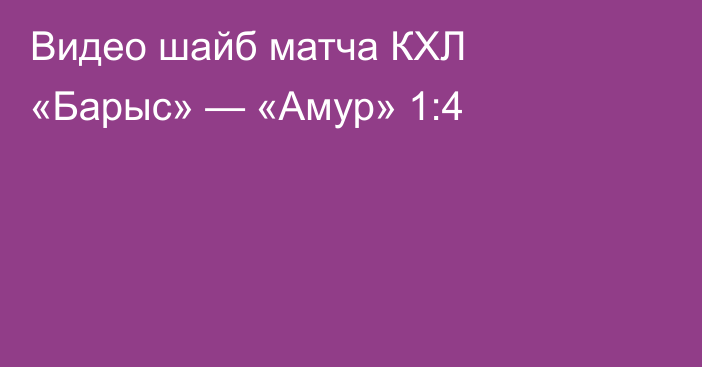 Видео шайб матча КХЛ «Барыс» — «Амур» 1:4