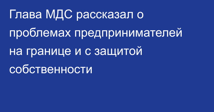 Глава МДС рассказал о проблемах предпринимателей на границе и с защитой собственности