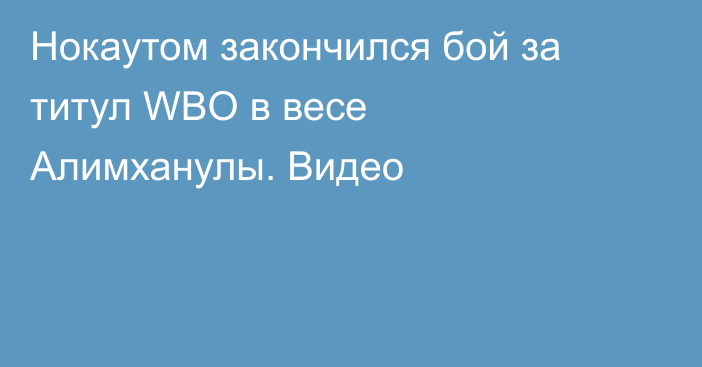 Нокаутом закончился бой за титул WBO в весе Алимханулы. Видео