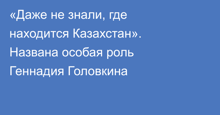 «Даже не знали, где находится Казахстан». Названа особая роль Геннадия Головкина
