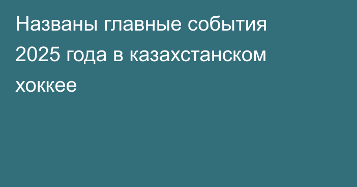 Названы главные события 2025 года в казахстанском хоккее