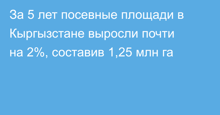 За 5 лет посевные площади в Кыргызстане выросли почти на 2%, составив 1,25 млн га