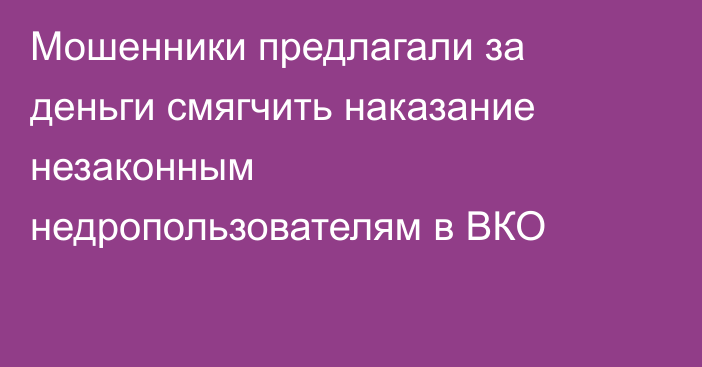 Мошенники предлагали за деньги смягчить наказание незаконным недропользователям в ВКО