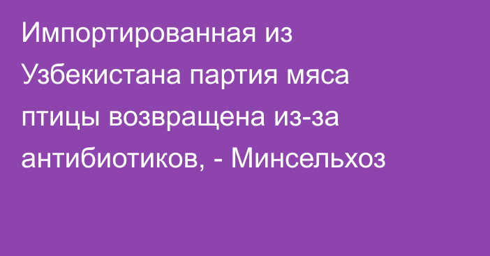 Импортированная из Узбекистана партия мяса птицы возвращена из-за антибиотиков, - Минсельхоз