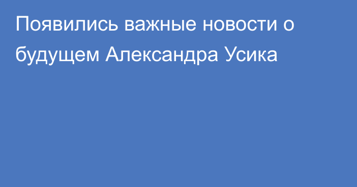 Появились важные новости о будущем Александра Усика
