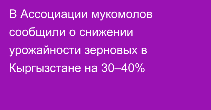 В Ассоциации мукомолов сообщили о снижении урожайности зерновых в Кыргызстане на 30–40%