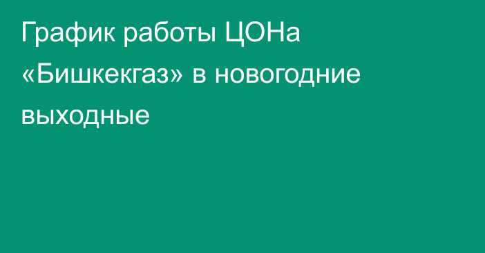 График работы ЦОНа «Бишкекгаз» в новогодние выходные