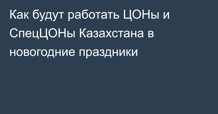 Как будут работать ЦОНы и СпецЦОНы Казахстана в новогодние праздники
