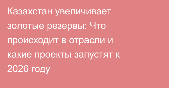 Казахстан увеличивает золотые резервы: Что происходит в отрасли и какие проекты запустят к 2026 году