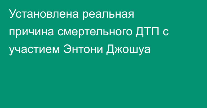 Установлена реальная причина смертельного ДТП с участием Энтони Джошуа
