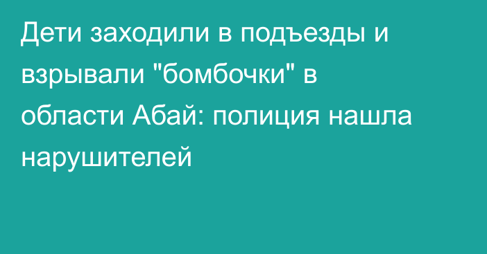 Дети заходили в подъезды и взрывали 