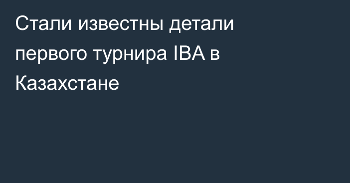 Стали известны детали первого турнира IBA в Казахстане