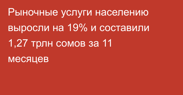 Рыночные услуги населению выросли на 19% и составили 1,27 трлн сомов за 11 месяцев
