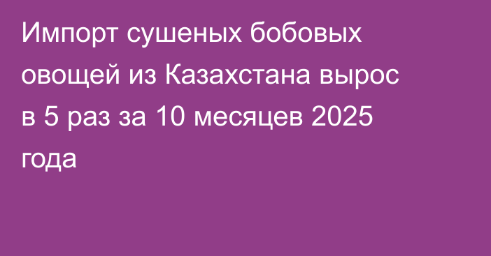 Импорт сушеных бобовых овощей из Казахстана вырос в 5 раз за 10 месяцев 2025 года