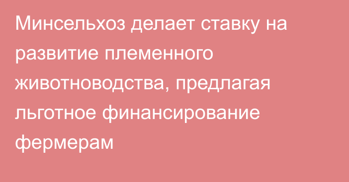 Минсельхоз делает ставку на развитие племенного животноводства, предлагая льготное финансирование фермерам
