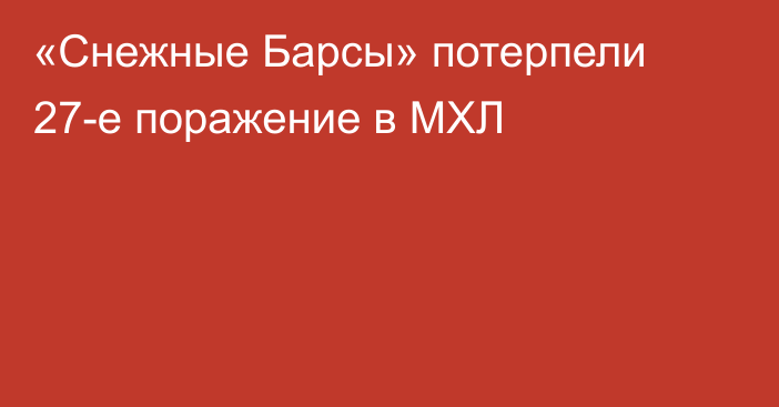 «Снежные Барсы» потерпели 27-е поражение в МХЛ