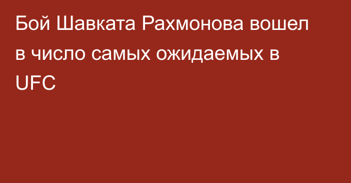 Бой Шавката Рахмонова вошел в число самых ожидаемых в UFC