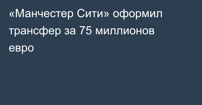 «Манчестер Сити» оформил трансфер за 75 миллионов евро