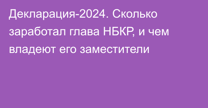 Декларация-2024. Сколько заработал глава НБКР, и чем владеют его заместители