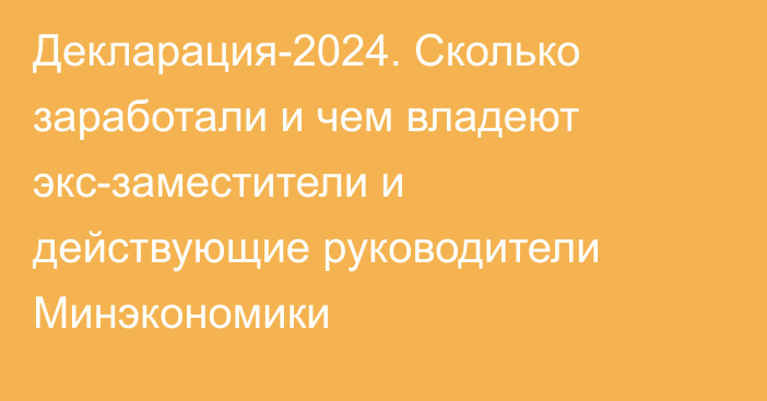 Декларация-2024. Сколько заработали и чем владеют экс-заместители и действующие руководители Минэкономики