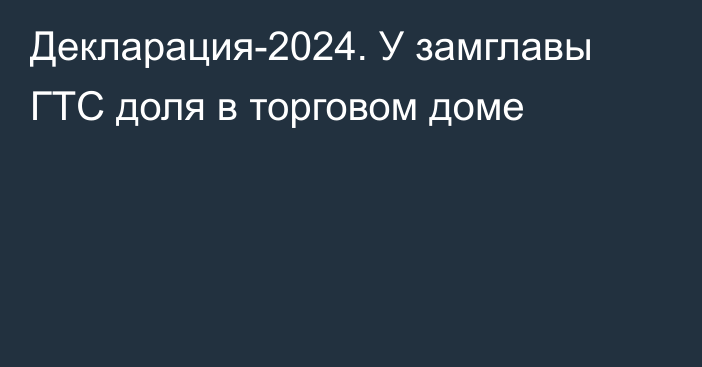 Декларация-2024. У замглавы ГТС доля в торговом доме