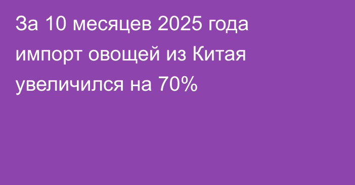 За 10 месяцев 2025 года импорт овощей из Китая увеличился на 70%
