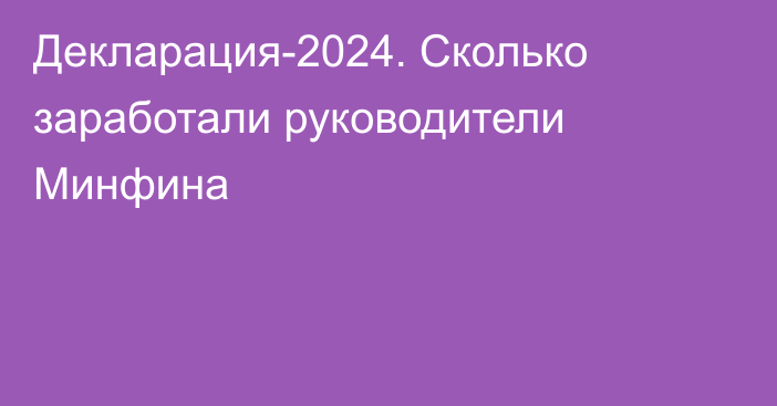 Декларация-2024. Сколько заработали руководители Минфина