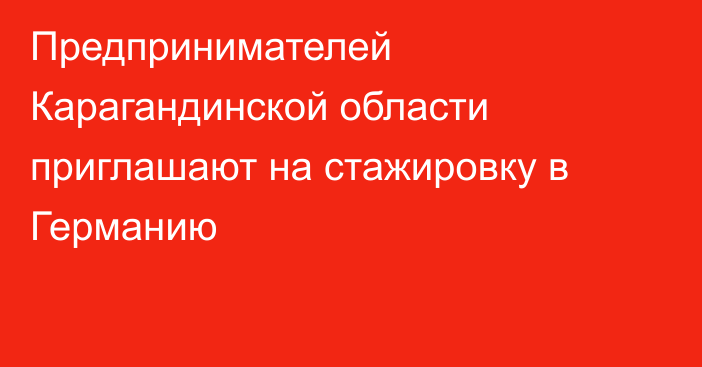 Предпринимателей Карагандинской области приглашают на стажировку в Германию
