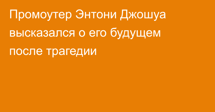 Промоутер Энтони Джошуа высказался о его будущем после трагедии
