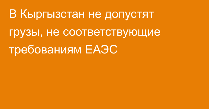 В Кыргызстан не допустят грузы, не соответствующие требованиям ЕАЭС